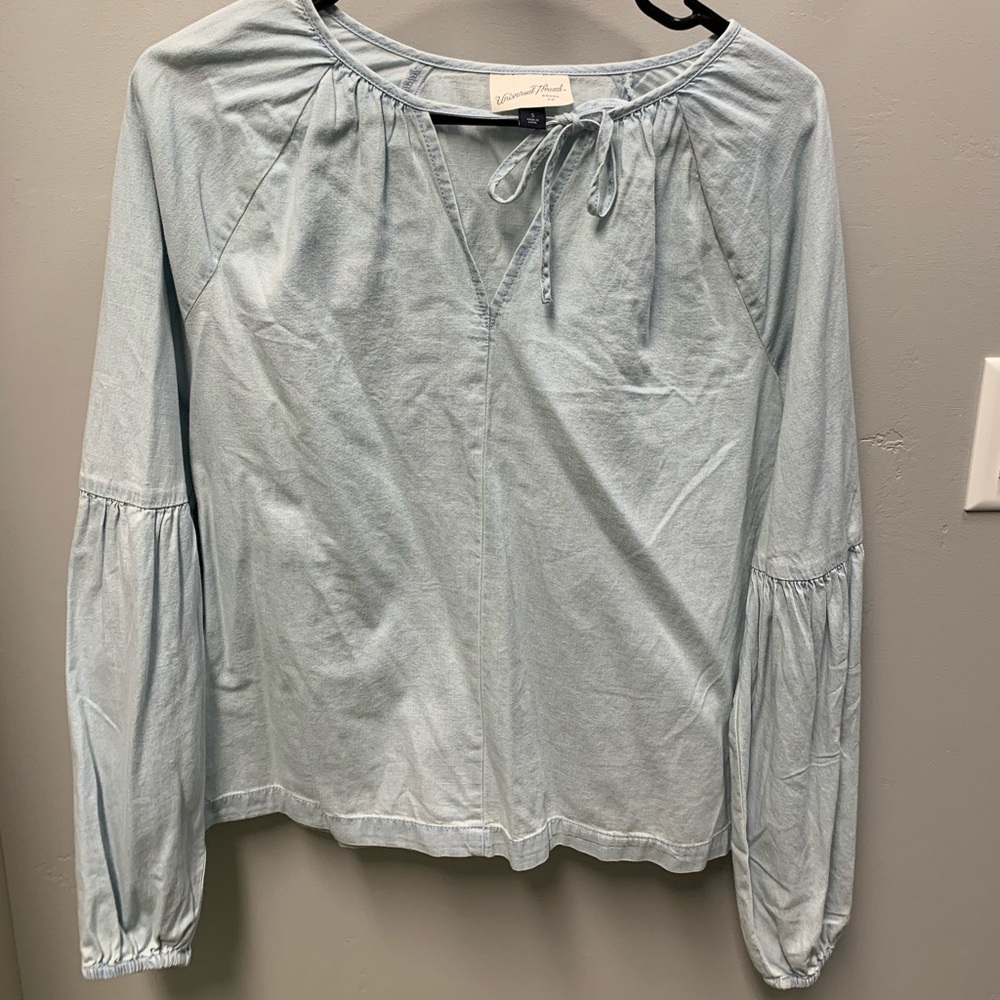 Universal thread denim puffy sleeve tunic